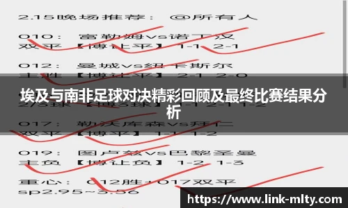 埃及与南非足球对决精彩回顾及最终比赛结果分析